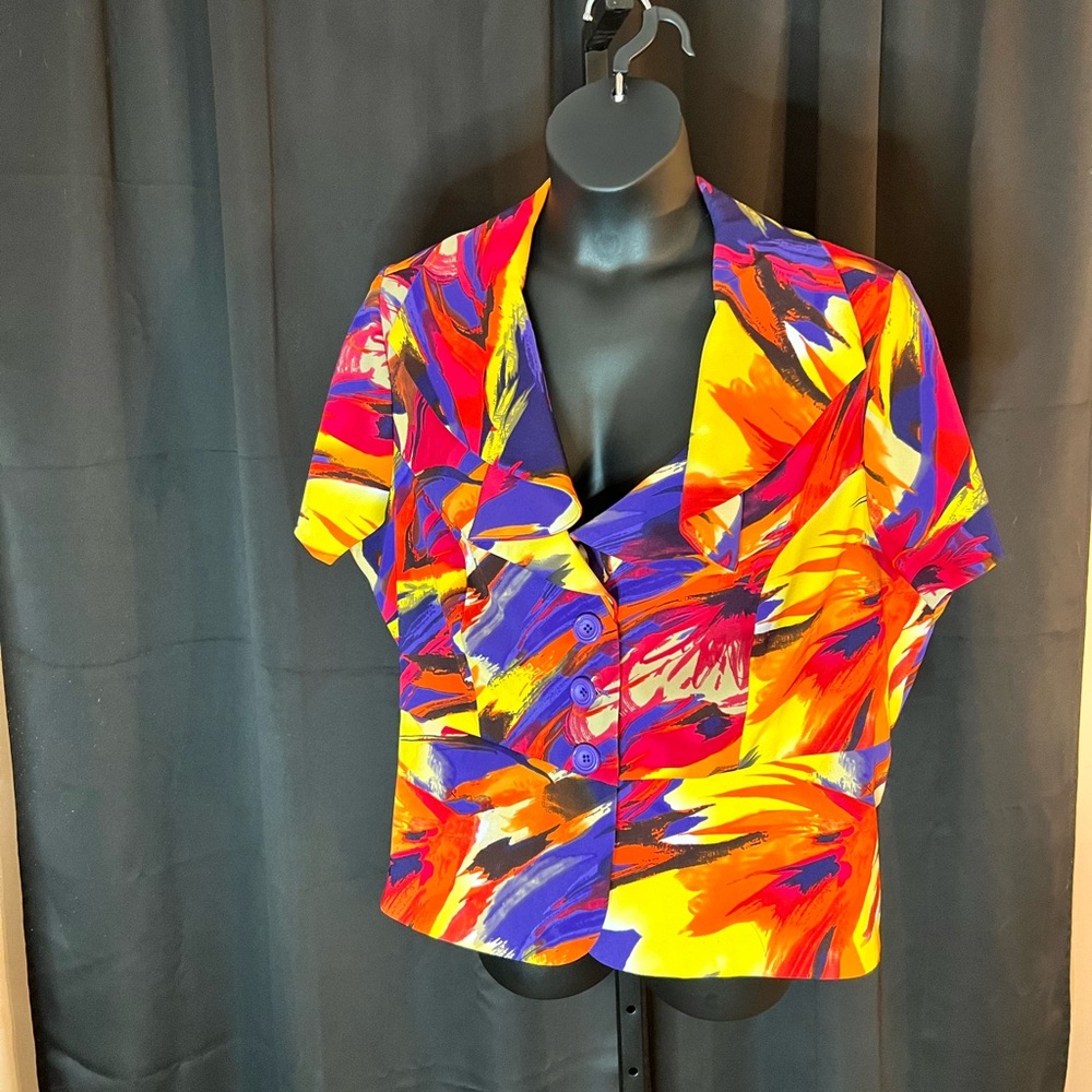 Ashley Stewart skirt suit 14W multicolored